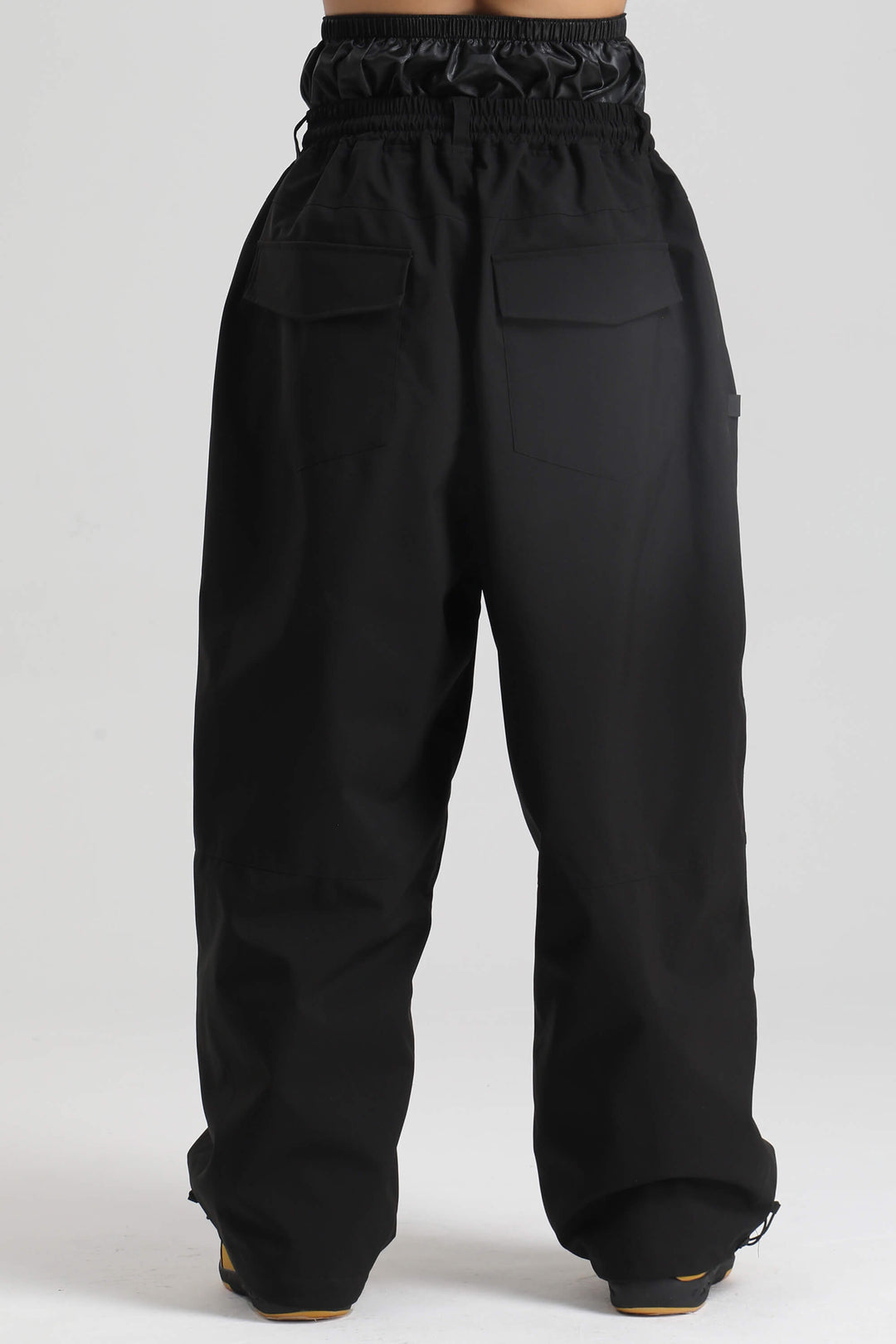 Men’s Black Baggy Drawstring Durable Snow Pants