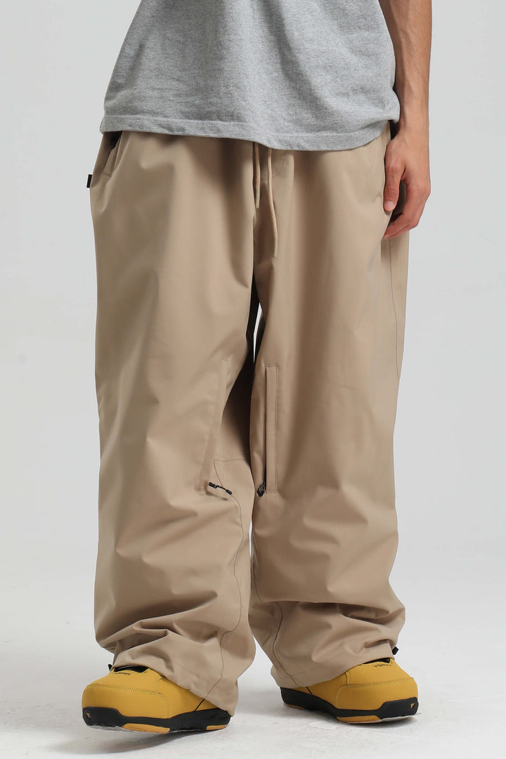 Men’s Black Baggy Drawstring Durable Snow Pants