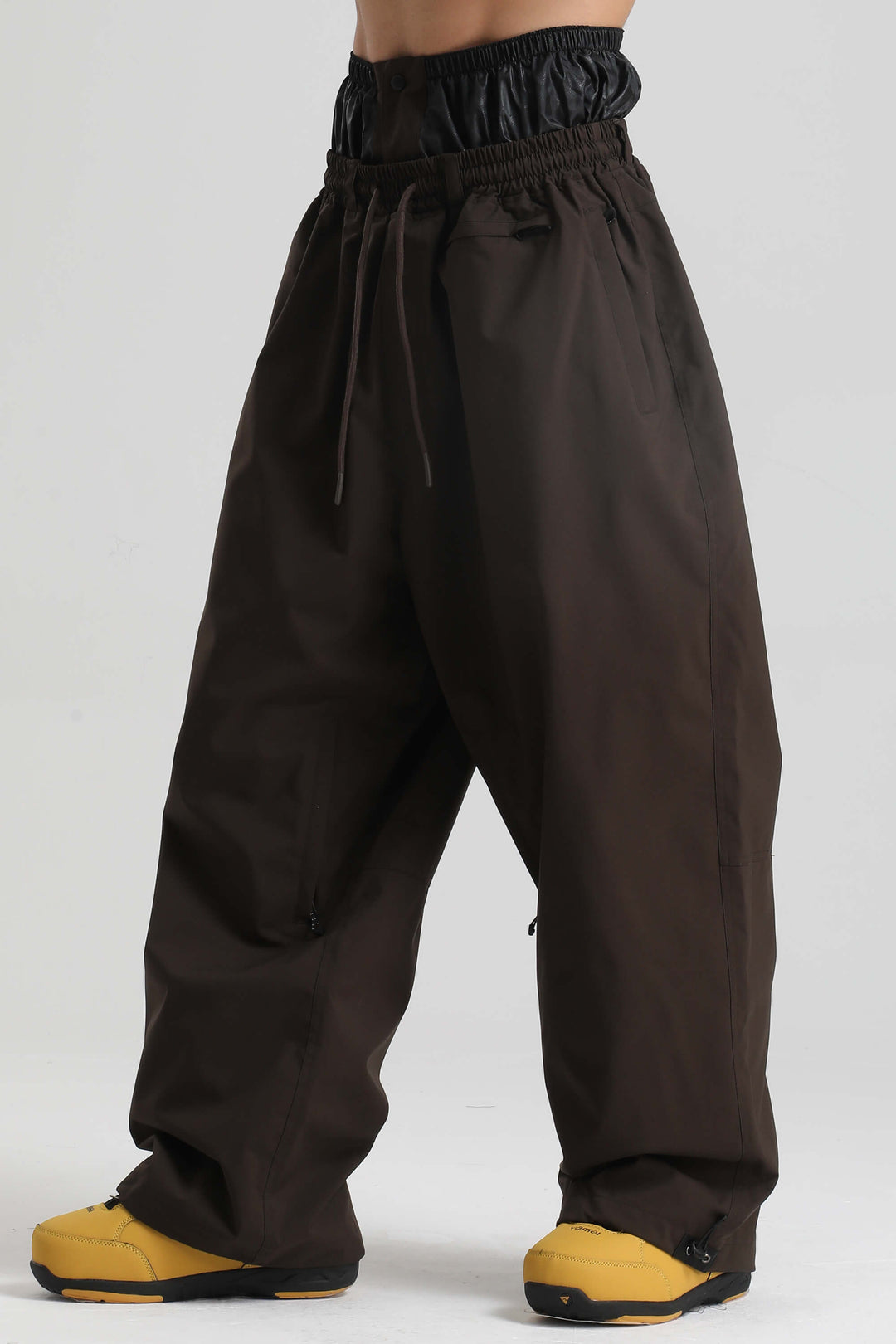 Men’s Black Baggy Drawstring Durable Snow Pants