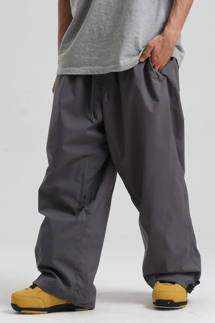 Men’s Black Baggy Drawstring Durable Snow Pants