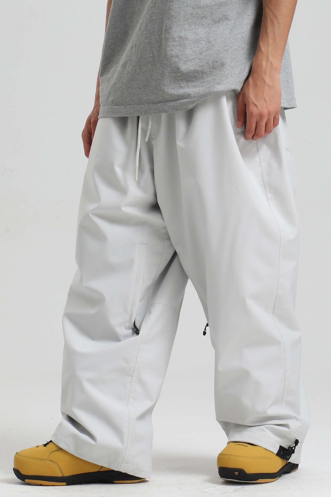 Men’s Black Baggy Drawstring Durable Snow Pants