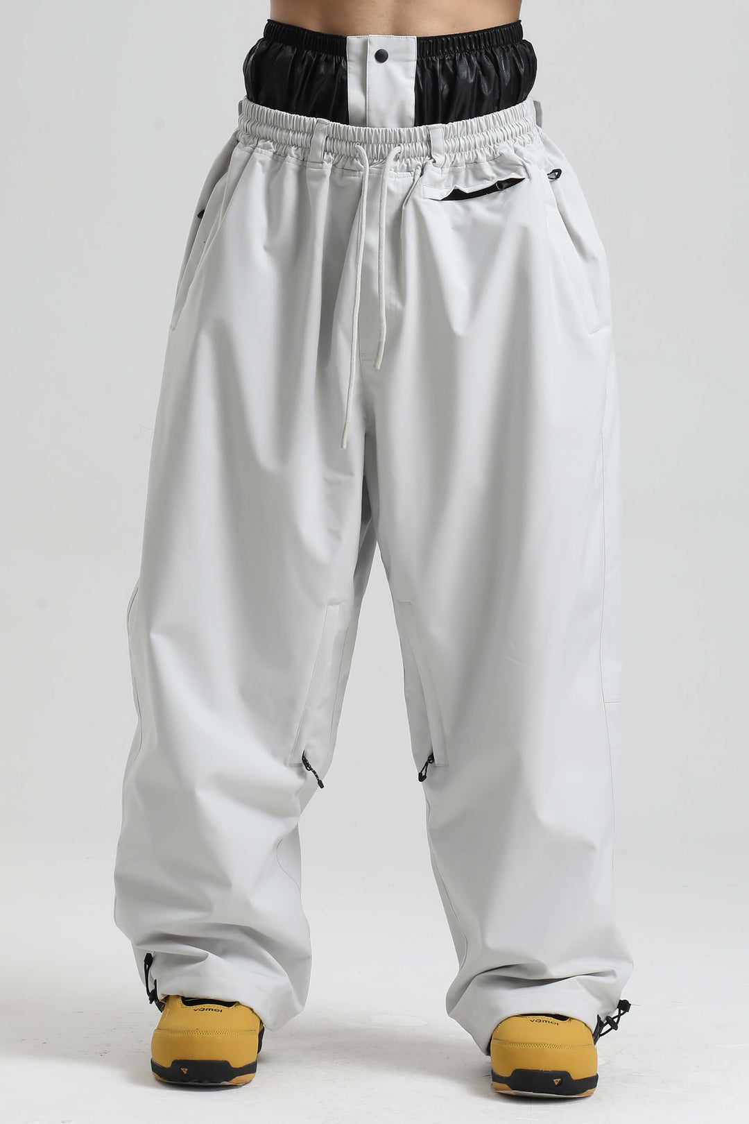 Men’s Black Baggy Drawstring Durable Snow Pants