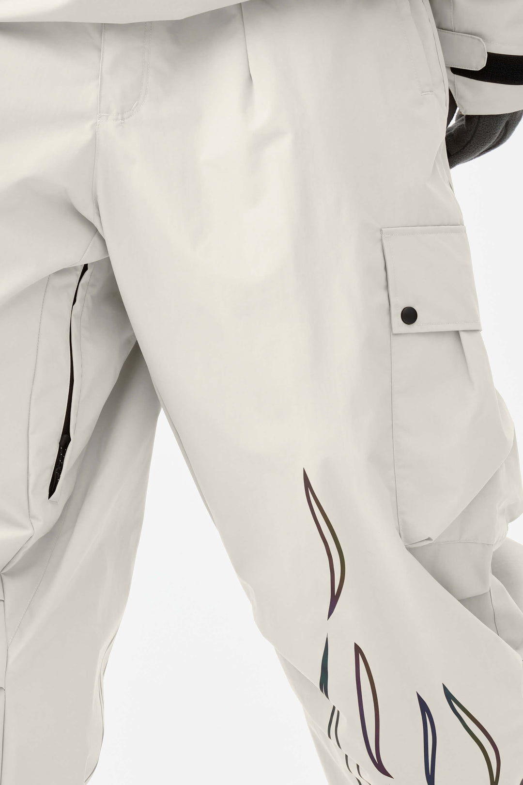 Men's Reflective Flame Baggy Utility Snow Pants