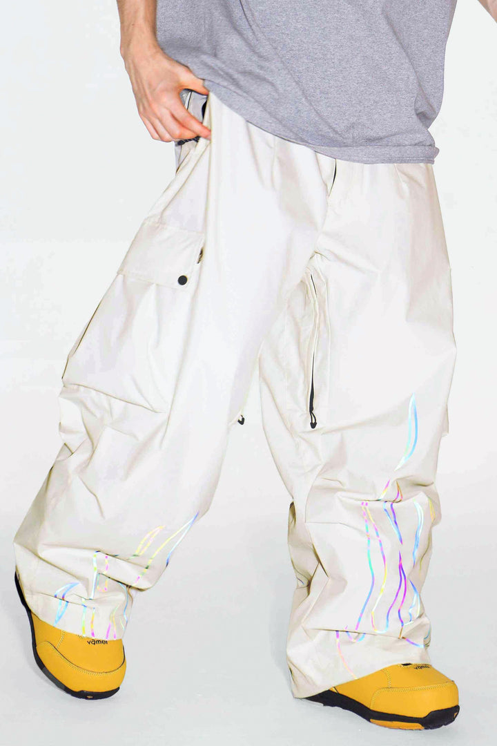 Men's Reflective Flame Baggy Utility Snow Pants