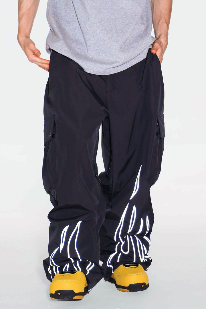 Men's Reflective Flame Baggy Utility Snow Pants