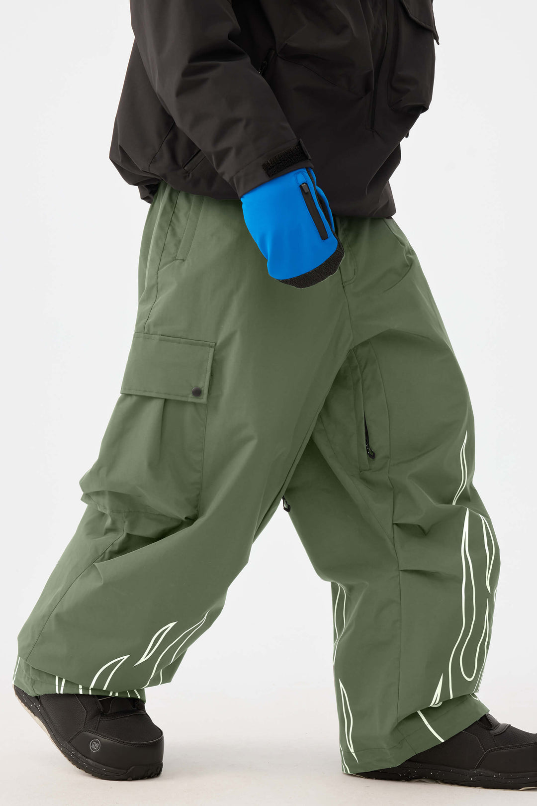 Men's Reflective Flame Baggy Utility Snow Pants