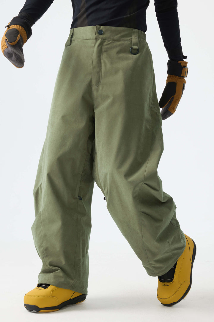 Men's Olive Green Thermal Fleece-Lined Heavyweight Barrel Snow Pants