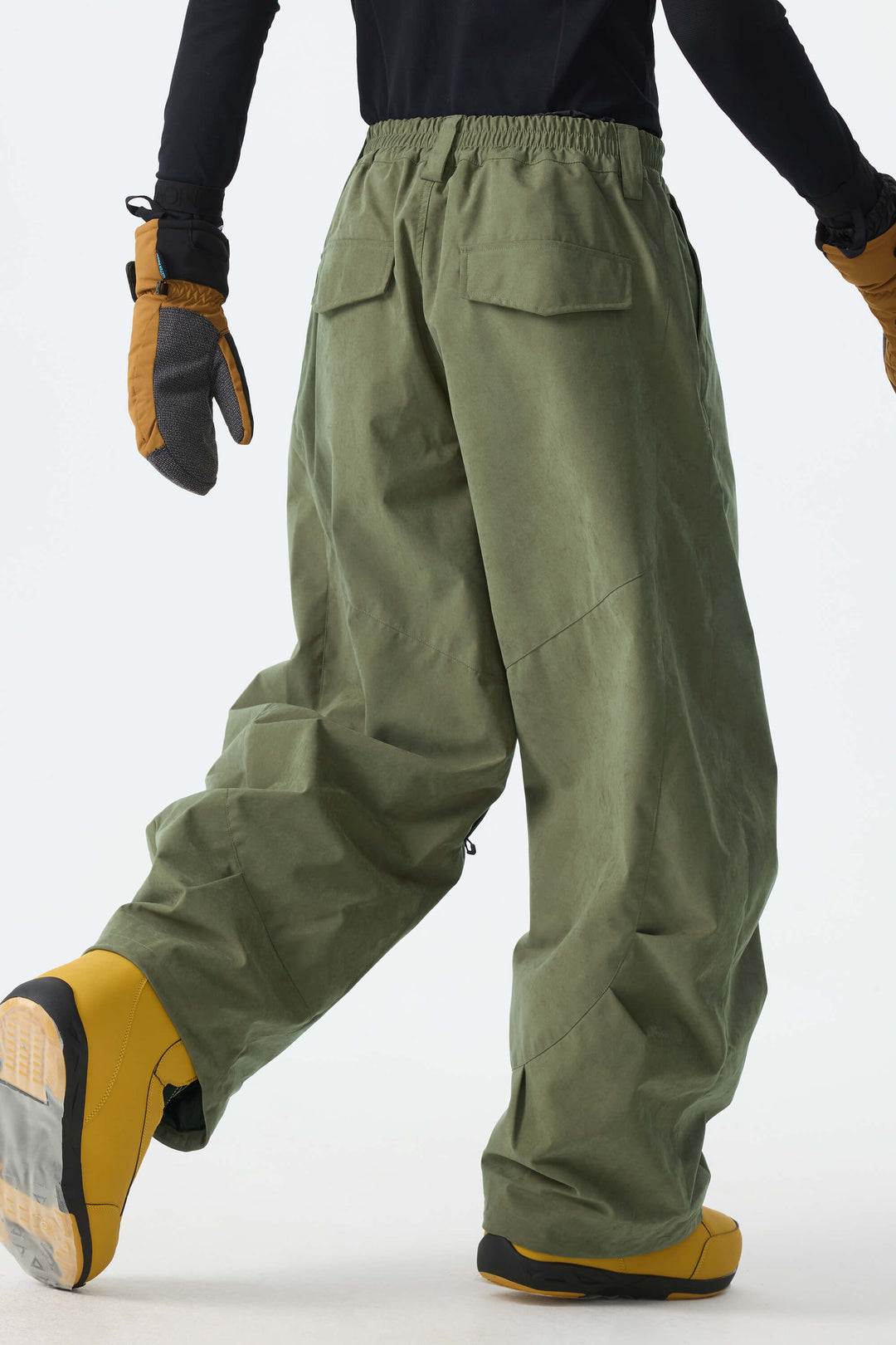 Men's Olive Green Thermal Fleece-Lined Heavyweight Barrel Snow Pants