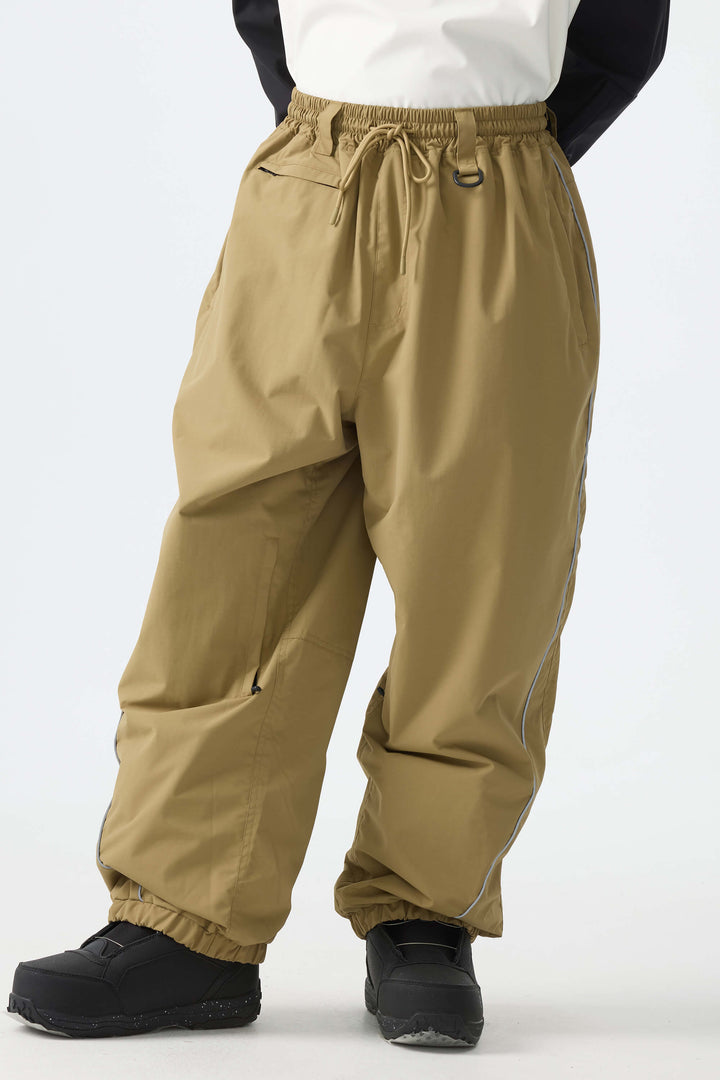 Baggy Reflective Piping Drawstring Waterproof Windproof Ski Snow Pants