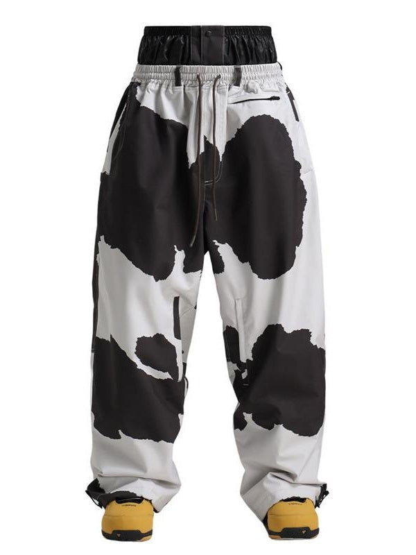 Men’s Black Baggy Drawstring Durable Snow Pants