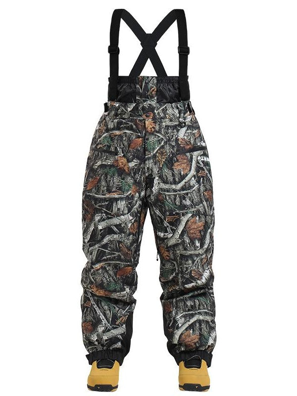 Women's Coffee Insulated Baggy Snow Pants With Detachable Suspenders
