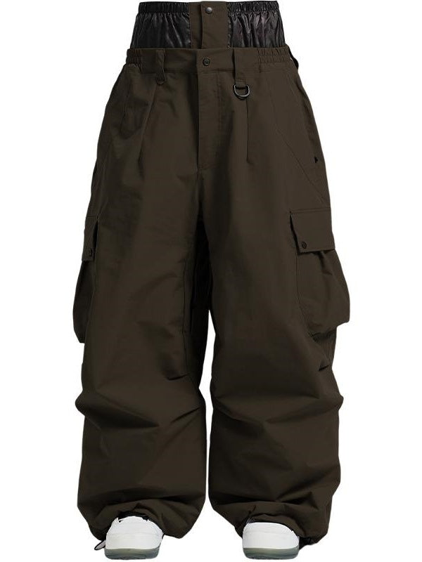 Men's Black Lightweight Inner Leg Vents Baggy Snow Pants