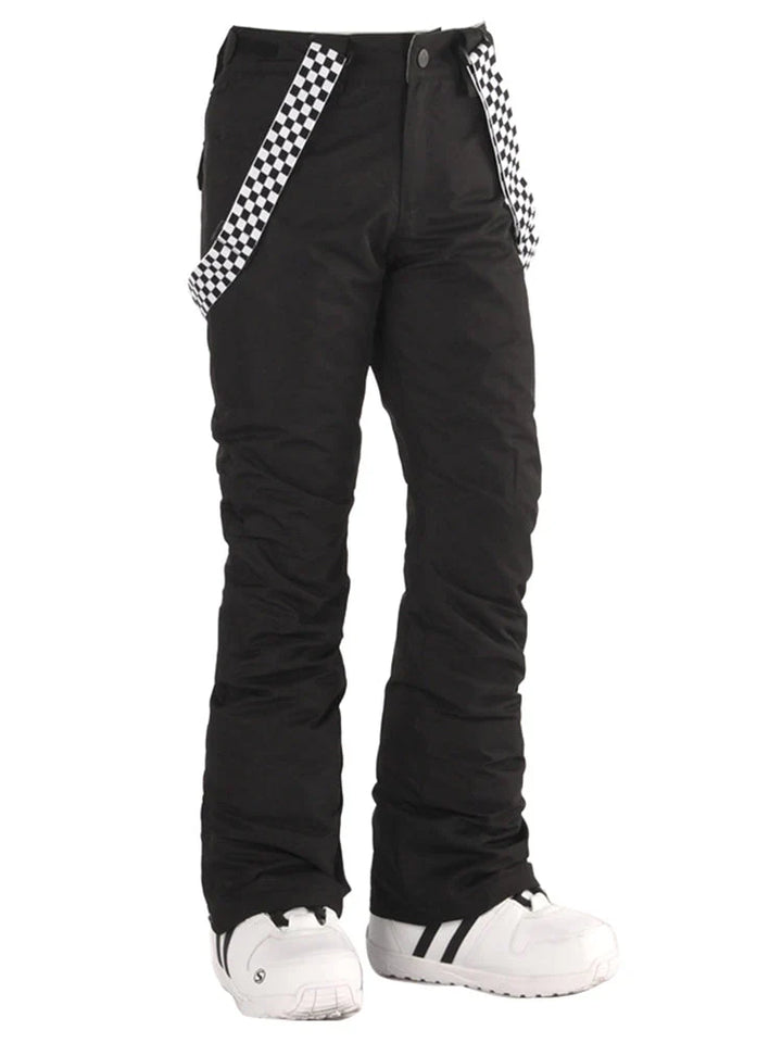Women's Flare Snow Pants with Checkered Suspenders