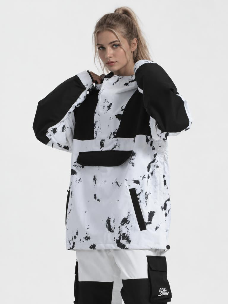 Women's Color-Block Insulated Waterproof Breathable Snow Anorak Jacket