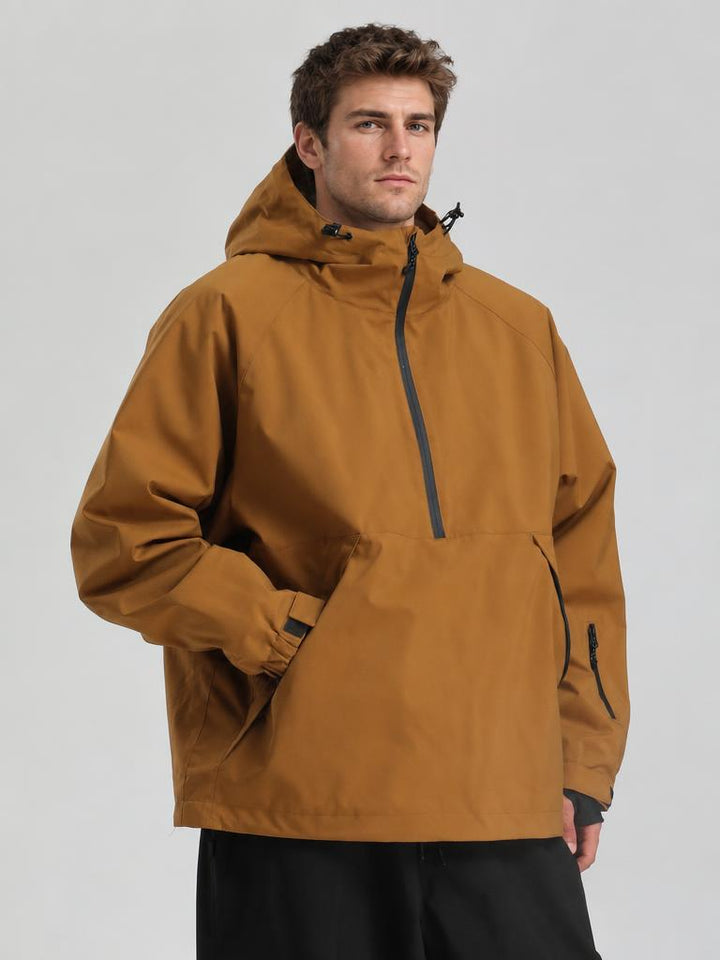 Men's Caramel Minimalist Half-Zip Waterproof Insulated Snow Anorak