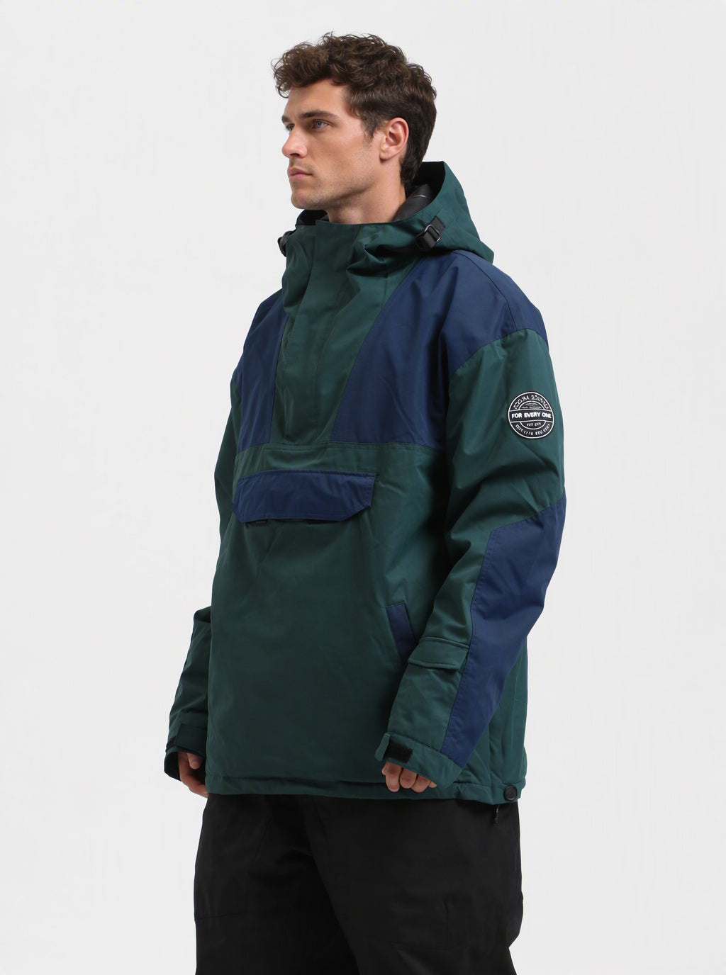 Men's Brown & Black Color-Block Insulated Waterproof Snow Anorak Jacket