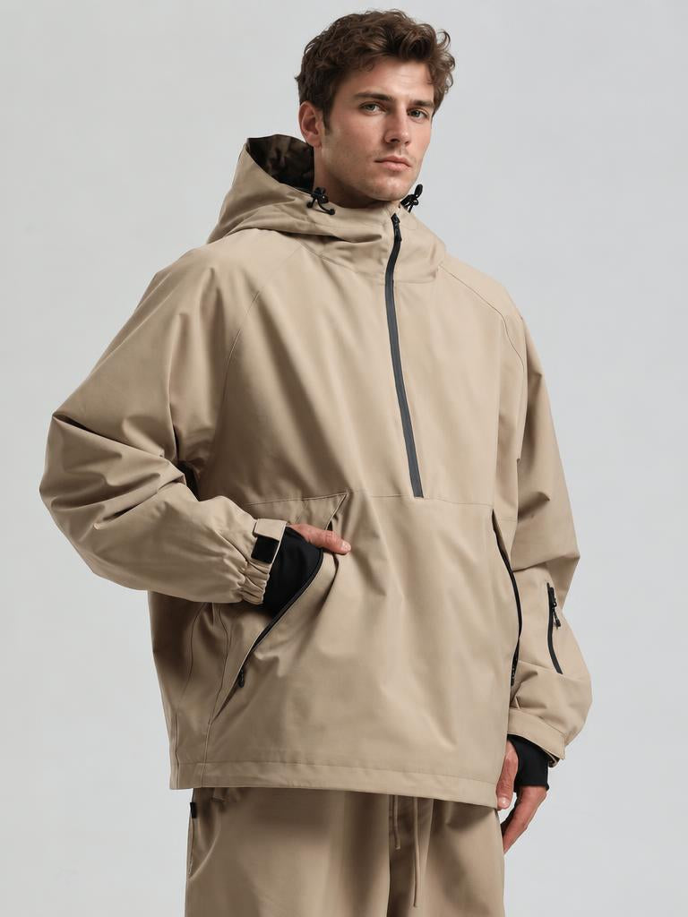 Men's Caramel Minimalist Half-Zip Waterproof Insulated Snow Anorak