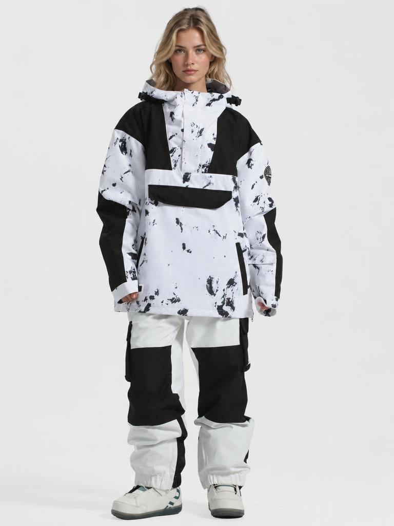 Women's Color-Block Insulated Waterproof Breathable Snow Anorak Jacket
