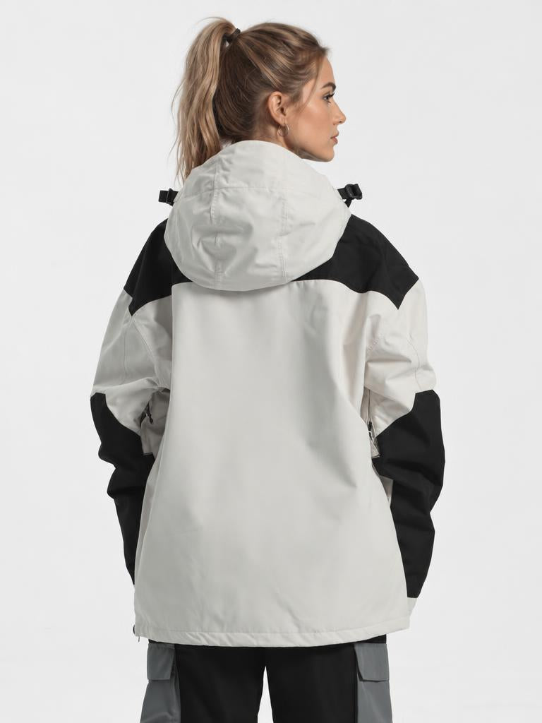 Women's Color-Block Insulated Waterproof Breathable Snow Anorak Jacket