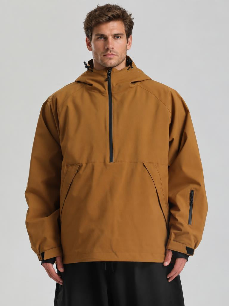 Men's Caramel Minimalist Half-Zip Waterproof Insulated Snow Anorak