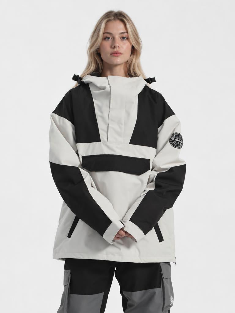 Women's Color-Block Insulated Waterproof Breathable Snow Anorak Jacket