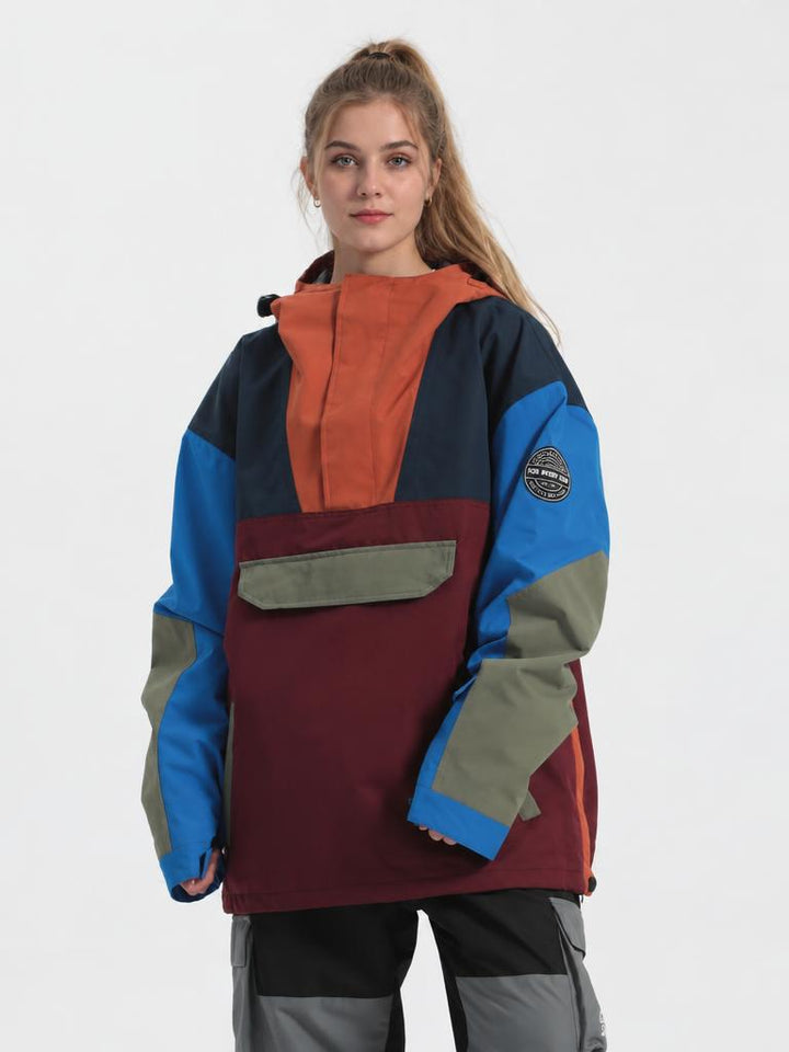 Women's Color-Block Insulated Waterproof Breathable Snow Anorak Jacket