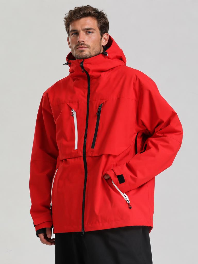 Men's Khaki Contrast-Zip Fully Sealed Waterproof Insulated Snow Jacket