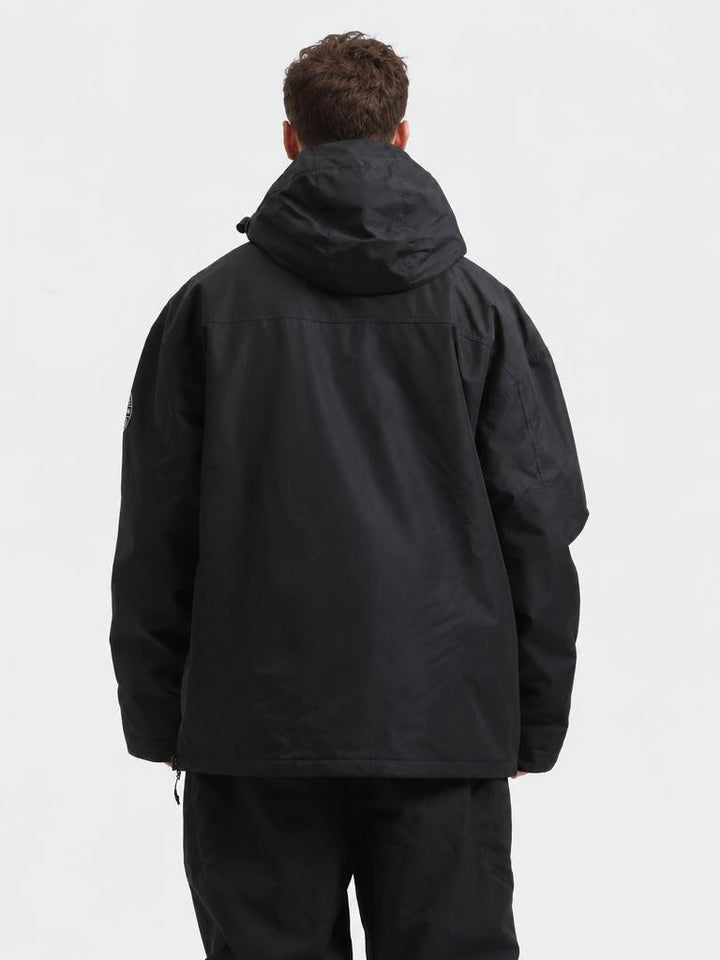 Men's Brown & Black Color-Block Insulated Waterproof Snow Anorak Jacket