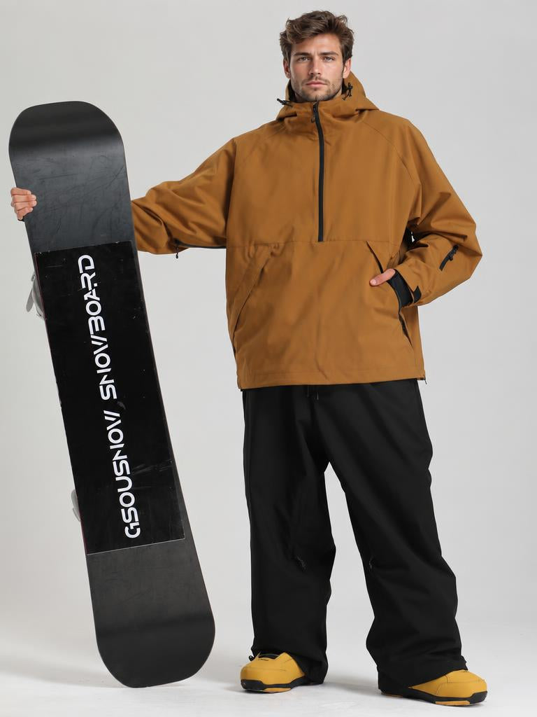 Men's Caramel Minimalist Half-Zip Waterproof Insulated Snow Anorak
