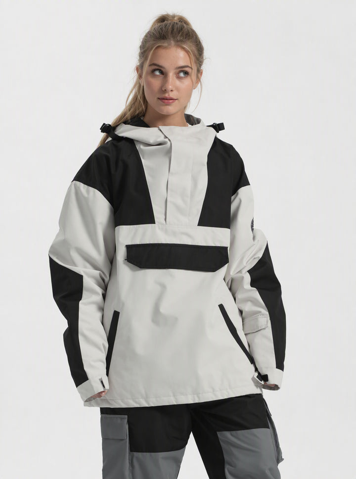 Women's Color-Block Insulated Waterproof Breathable Snow Anorak Jacket
