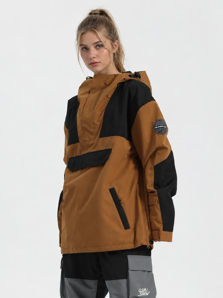 Women's Color-Block Insulated Waterproof Breathable Snow Anorak Jacket