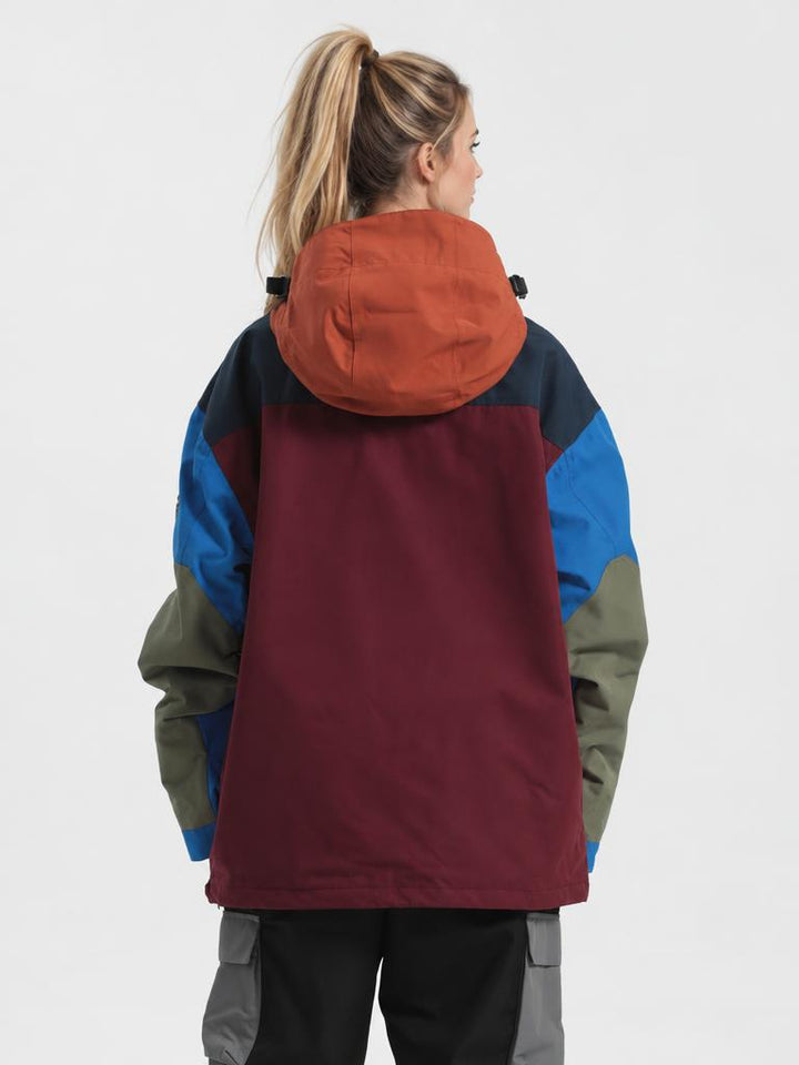 Women's Color-Block Insulated Waterproof Breathable Snow Anorak Jacket