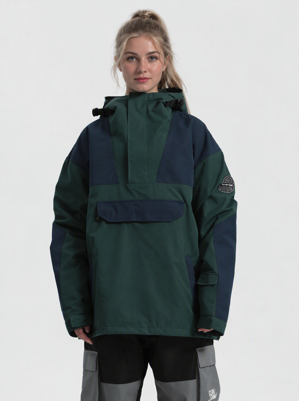 Women's Color-Block Insulated Waterproof Breathable Snow Anorak Jacket