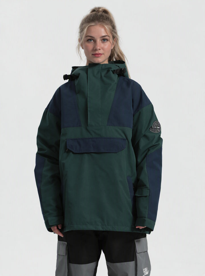 Women's Color-Block Insulated Waterproof Breathable Snow Anorak Jacket
