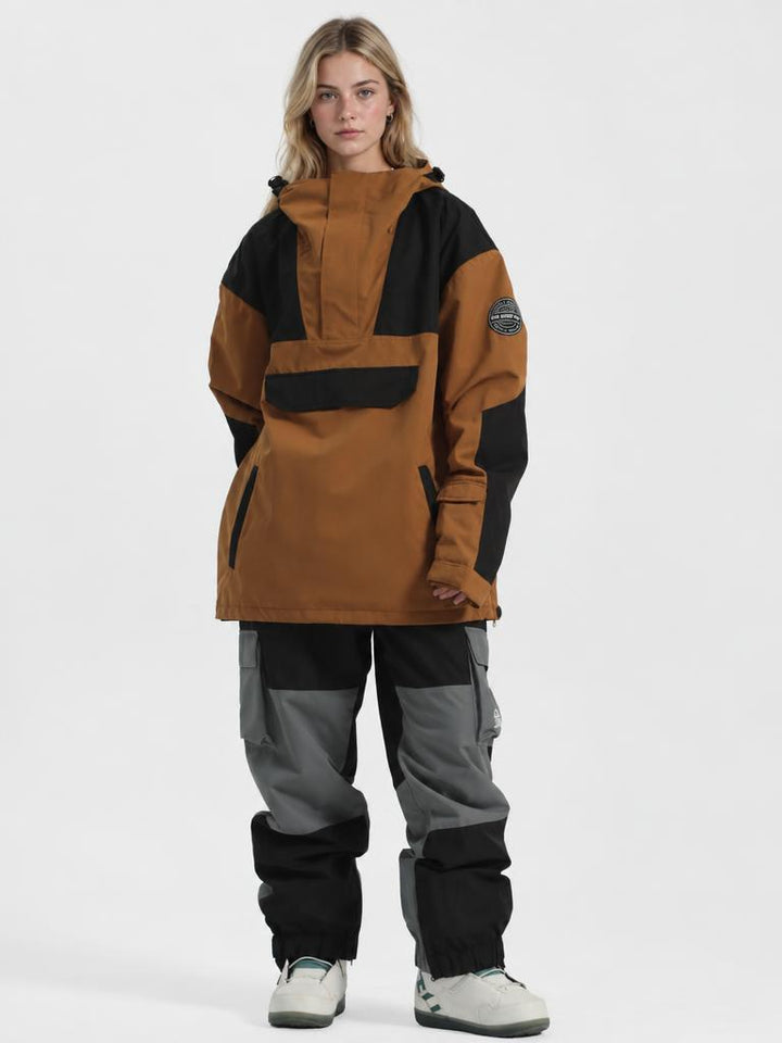 Women's Color-Block Insulated Waterproof Breathable Snow Anorak Jacket