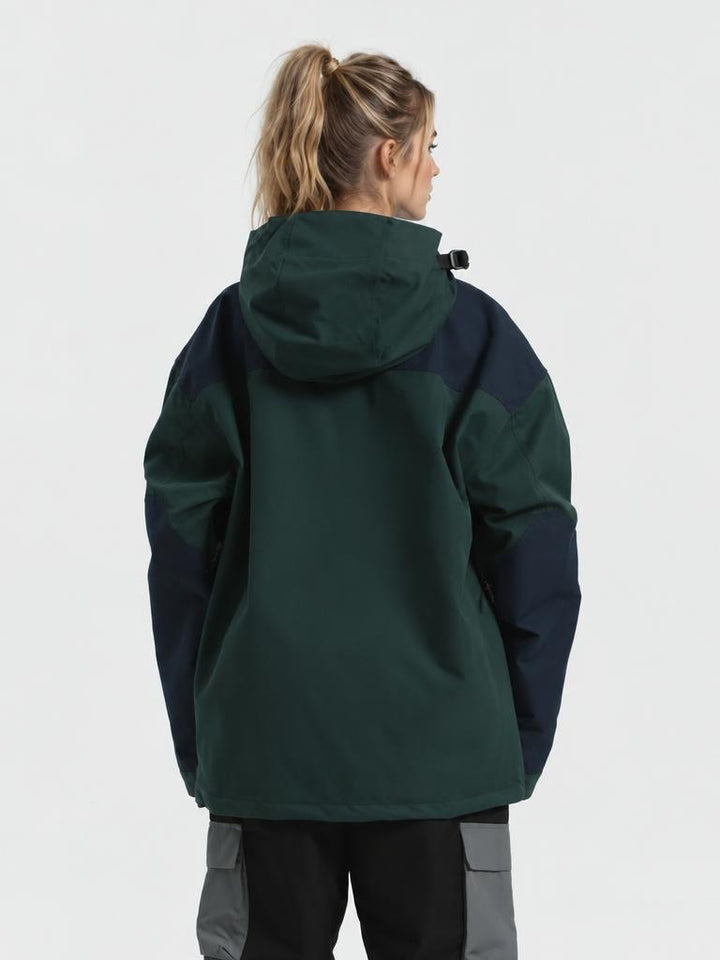 Women's Color-Block Insulated Waterproof Breathable Snow Anorak Jacket
