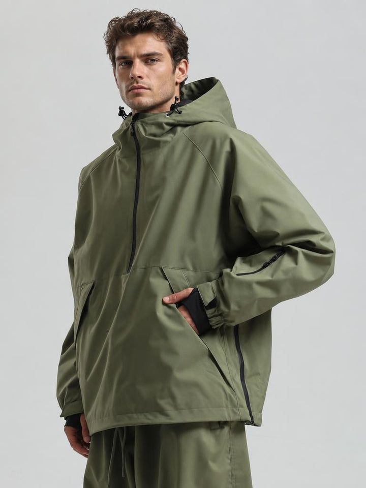 Men's Caramel Minimalist Half-Zip Waterproof Insulated Snow Anorak