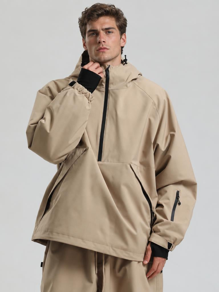 Men's Caramel Minimalist Half-Zip Waterproof Insulated Snow Anorak