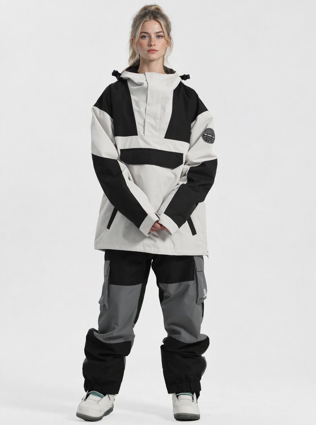 Women's Color-Block Insulated Waterproof Breathable Snow Anorak Jacket