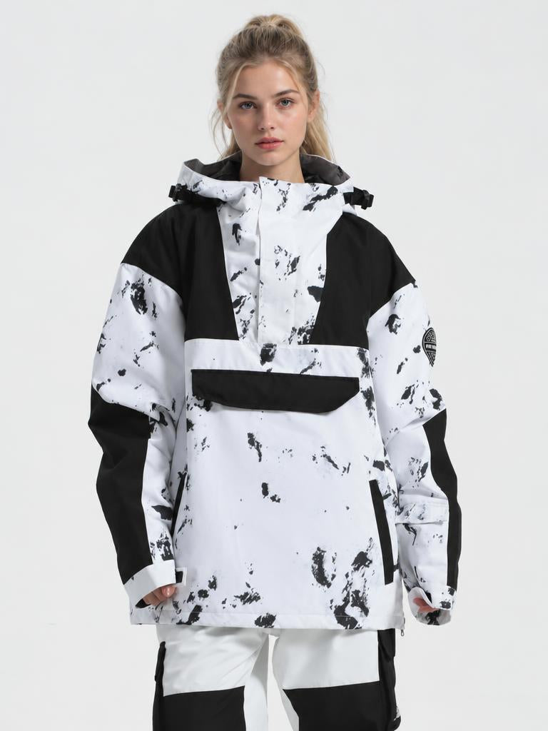 Women's Color-Block Insulated Waterproof Breathable Snow Anorak Jacket