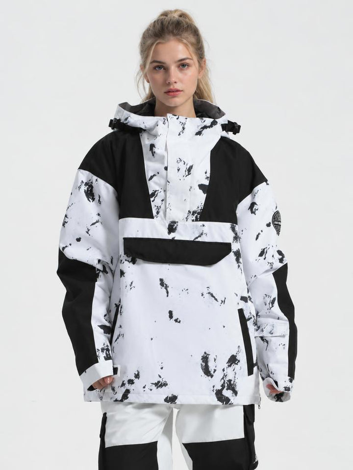 Women's Color-Block Insulated Waterproof Breathable Snow Anorak Jacket