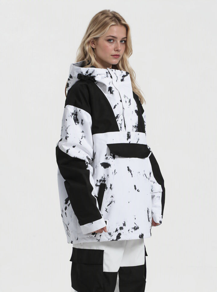 Women's Color-Block Insulated Waterproof Breathable Snow Anorak Jacket