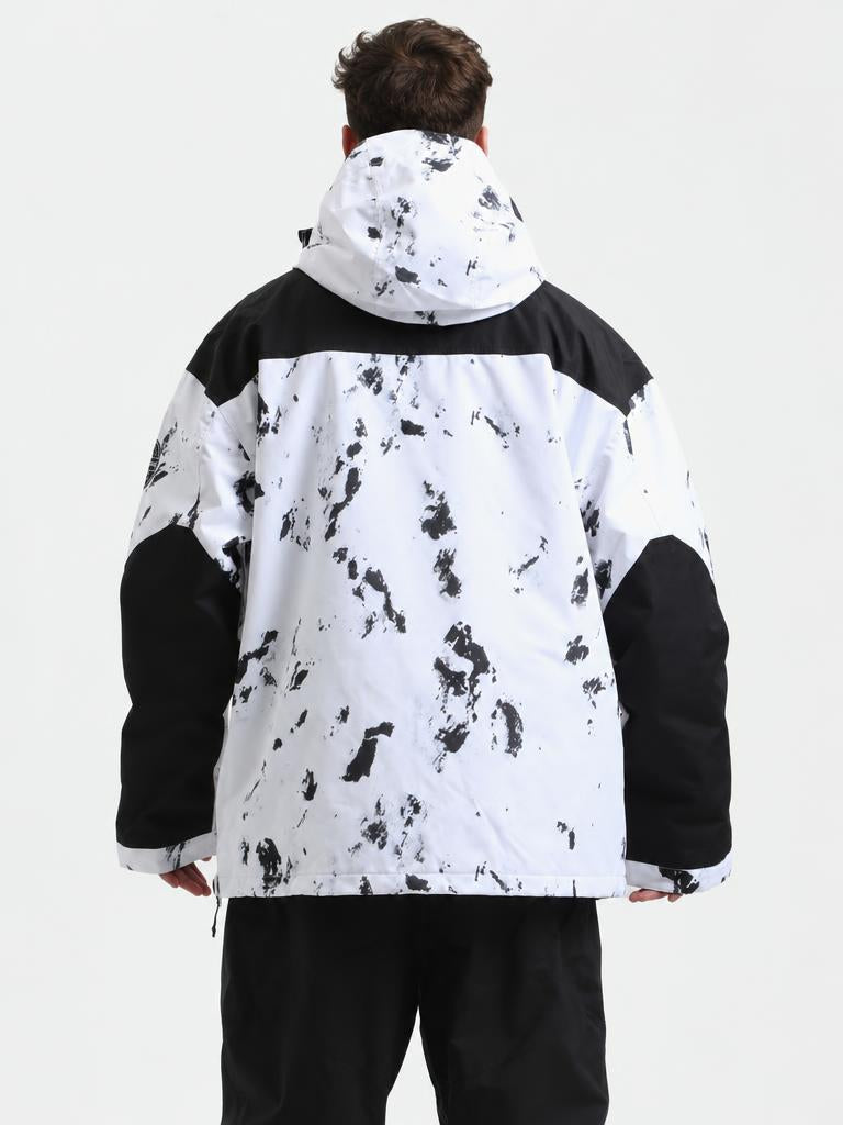 Men's Brown & Black Color-Block Insulated Waterproof Snow Anorak Jacket