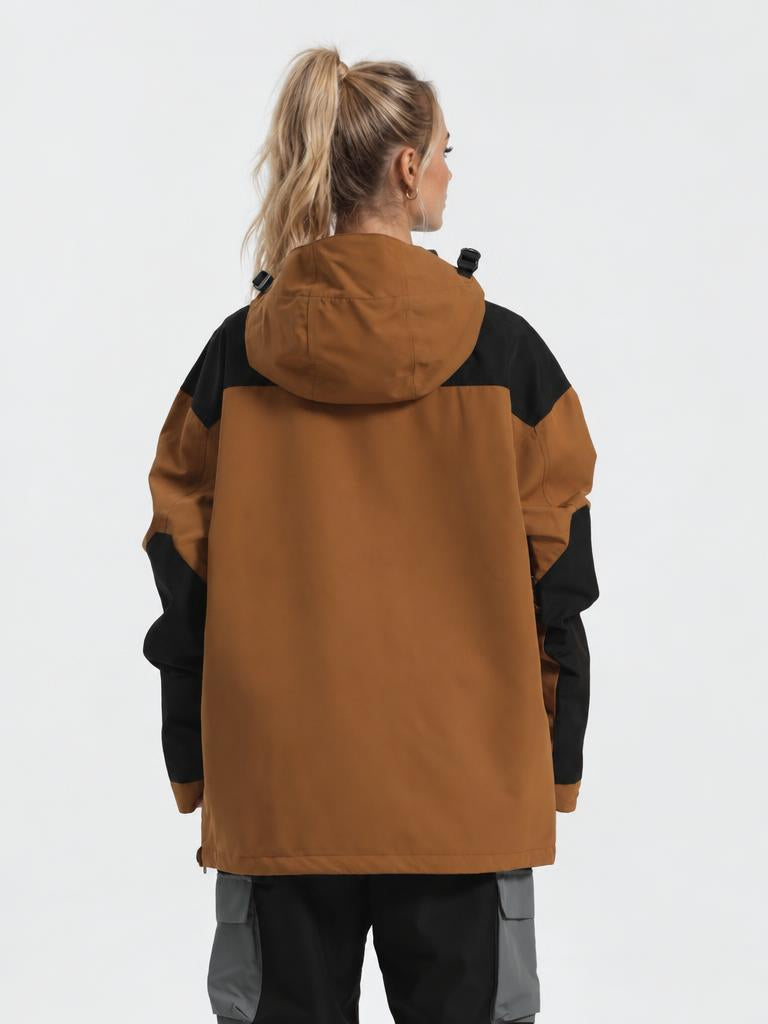 Women's Color-Block Insulated Waterproof Breathable Snow Anorak Jacket