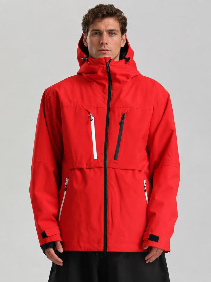 Men's Khaki Contrast-Zip Fully Sealed Waterproof Insulated Snow Jacket