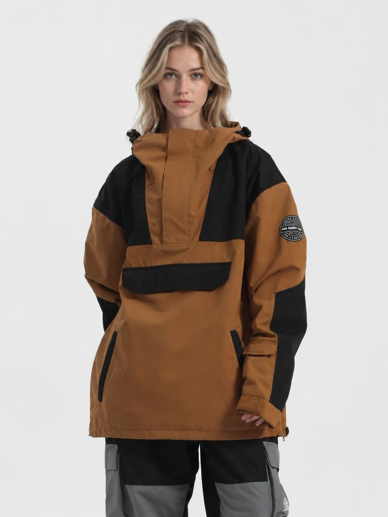 Women's Color-Block Insulated Waterproof Breathable Snow Anorak Jacket