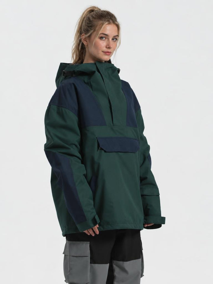 Women's Color-Block Insulated Waterproof Breathable Snow Anorak Jacket