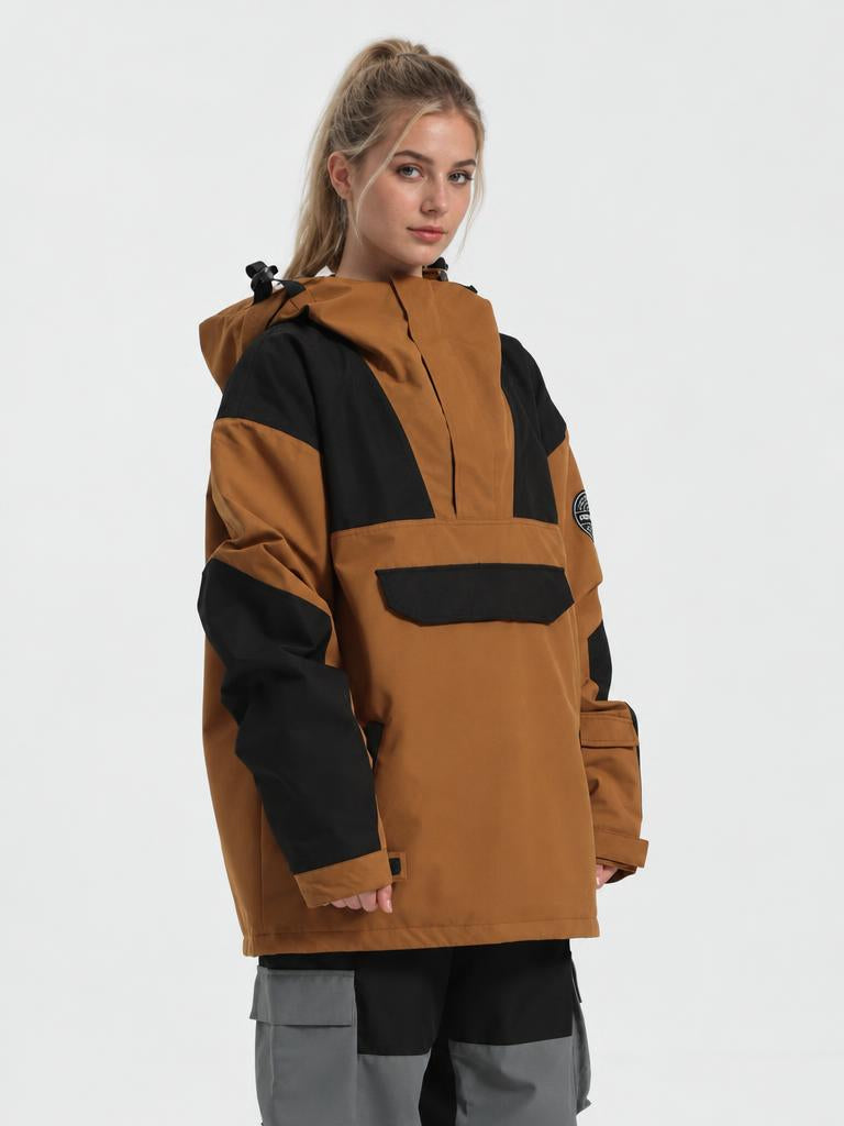 Women's Color-Block Insulated Waterproof Breathable Snow Anorak Jacket