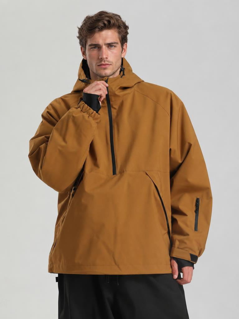 Men's Caramel Minimalist Half-Zip Waterproof Insulated Snow Anorak