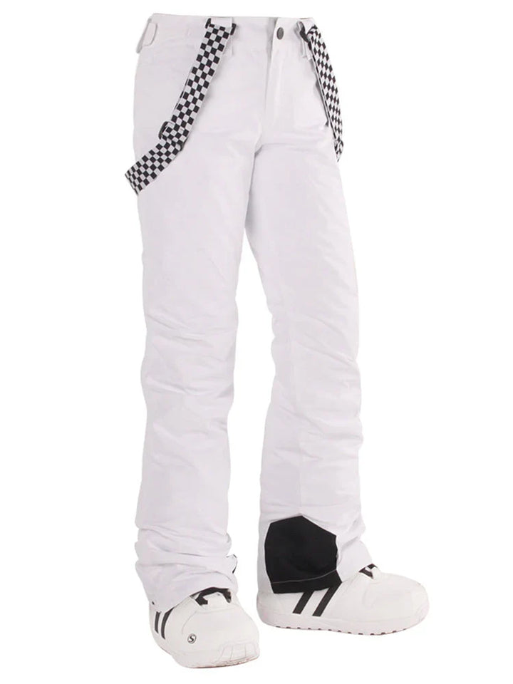 Women's Flare Snow Pants with Checkered Suspenders